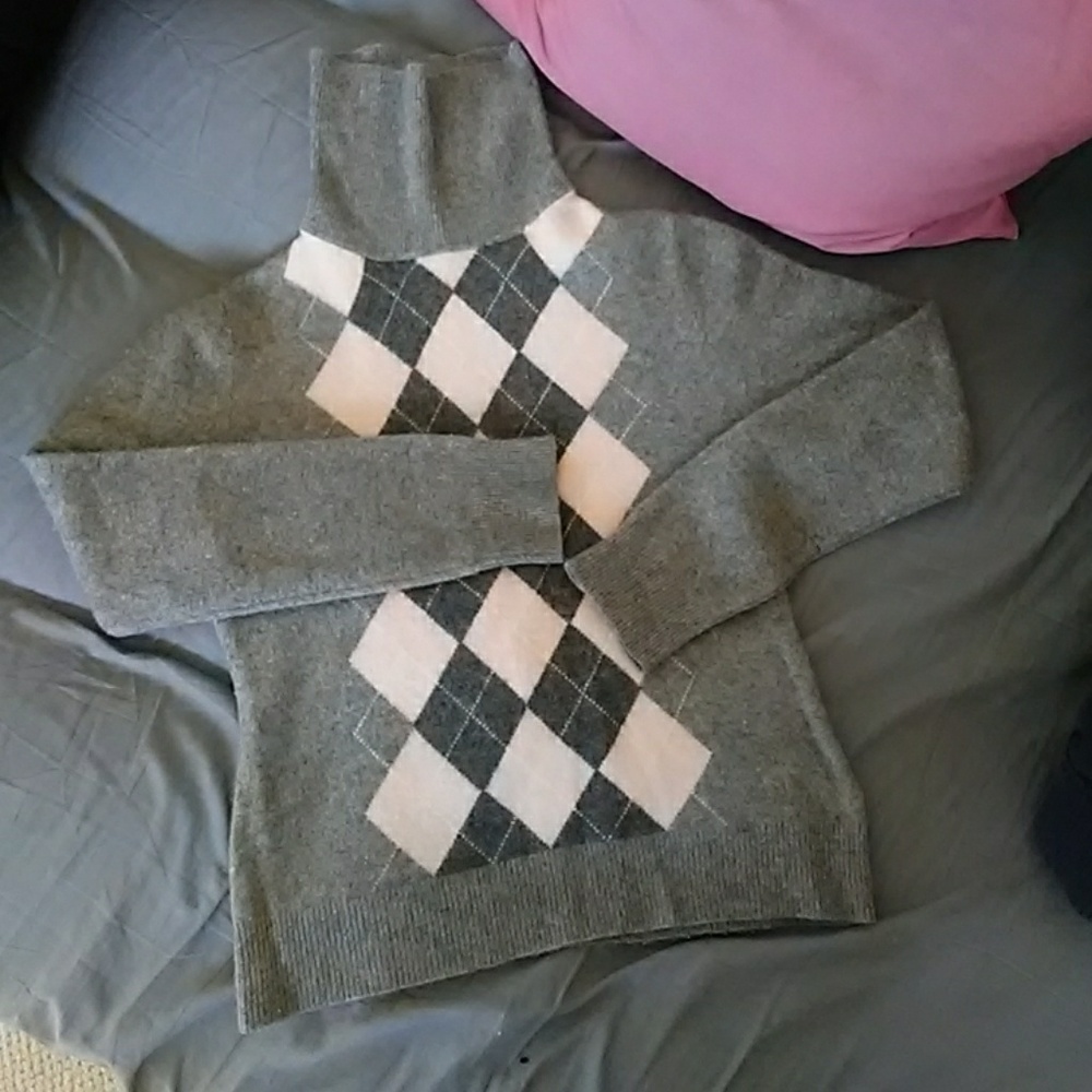 Apt.9 Grey&Baby Pink 100%Cashmere Pullover Sweater